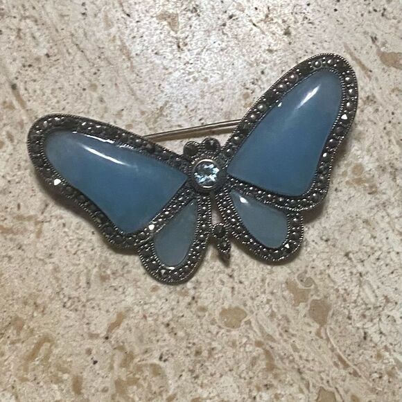 Jewelry - 925 Sterling Marcasite Butterfly Brooch